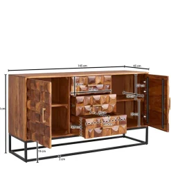 Wohnen Design Holz Sideboard mit Bügelgestell - Rusty