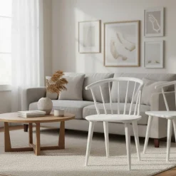 Wohnen Wohnzimmerstühle*Design Holz-Stuhl in Weiß - Cleveland (2er Set)