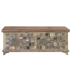 Wohnen Boho Style Möbel|Holztruhen*Design Holztruhe mit flachem Deckel - Gregoriana