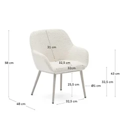 Kinder Wohnen Design Kinderstühle in Weiß Boucle - Betty (2er Set)