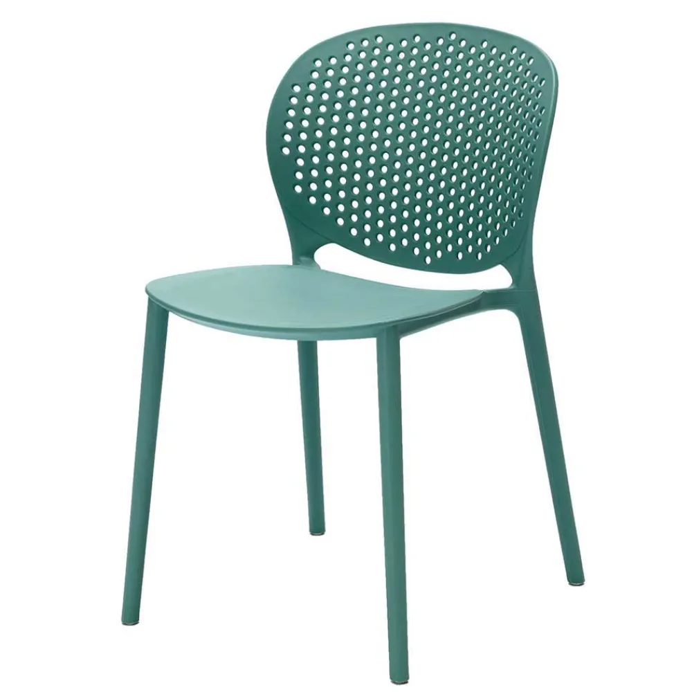 Wohnen Korbmöbel|Gartenstühle*Design Kunststoffstuhl für Garten Zajan in Türkis (4er Set)