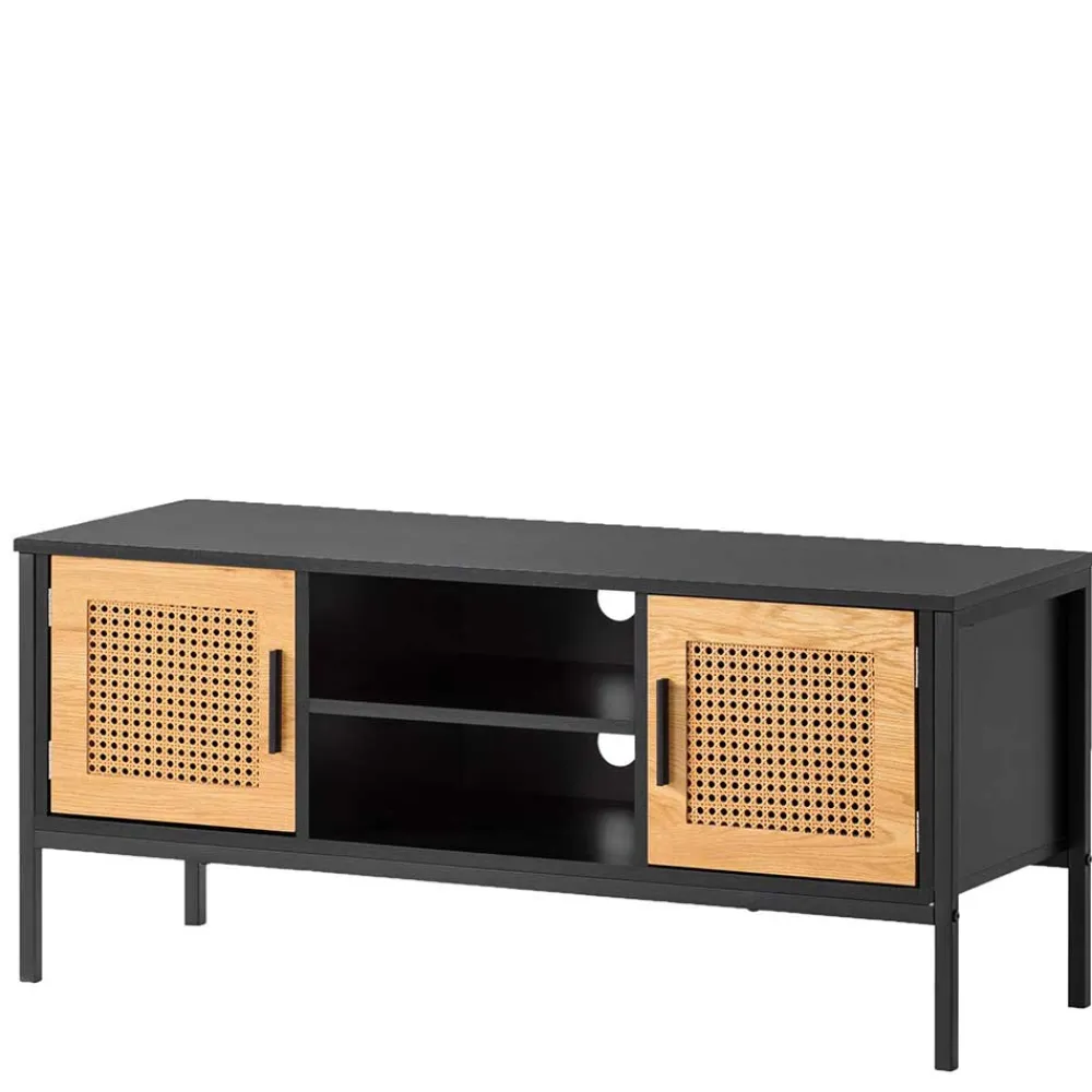 Wohnen Rattanmöbel*Design Lowboard in Schwarz und Natur - Around