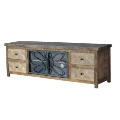 Wohnen Design Lowboard mit Glas Metalltüren - Everton