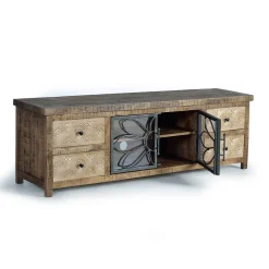 Wohnen Design Lowboard mit Glas Metalltüren - Everton