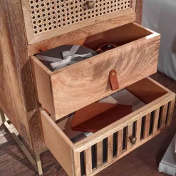 Wohnen Sideboards & Kommoden|Rattanmöbel*Design Nachtkommode aus Holz & Rattan - Kanados