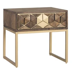 Wohnen Design Nachtkommode in Walnuss Braun und Gold - Feregato