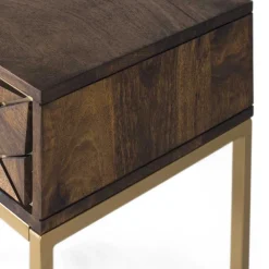 Wohnen Design Nachtkommode in Walnuss Braun und Gold - Feregato