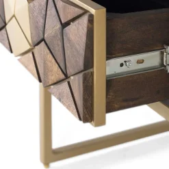 Wohnen Design Nachtkommode in Walnuss Braun und Gold - Feregato