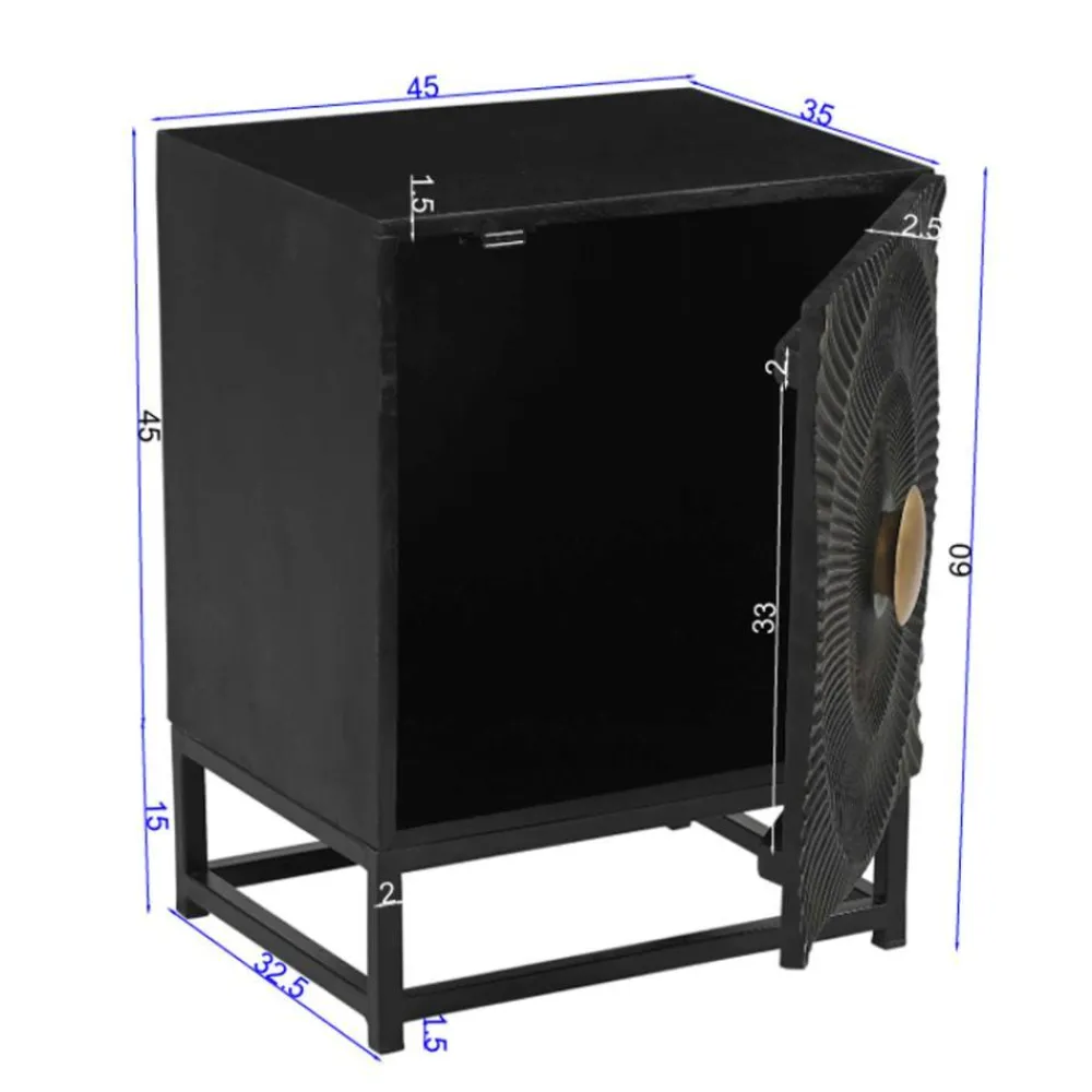 Wohnen Design Nachtschrank in Schwarz und Gold - Oglio