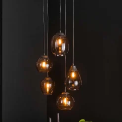 Wohnen Design Pendelleuchte mit Chromglas Schirmen - Ampiano