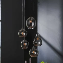 Wohnen Design Pendelleuchte mit Chromglas Schirmen - Ampiano