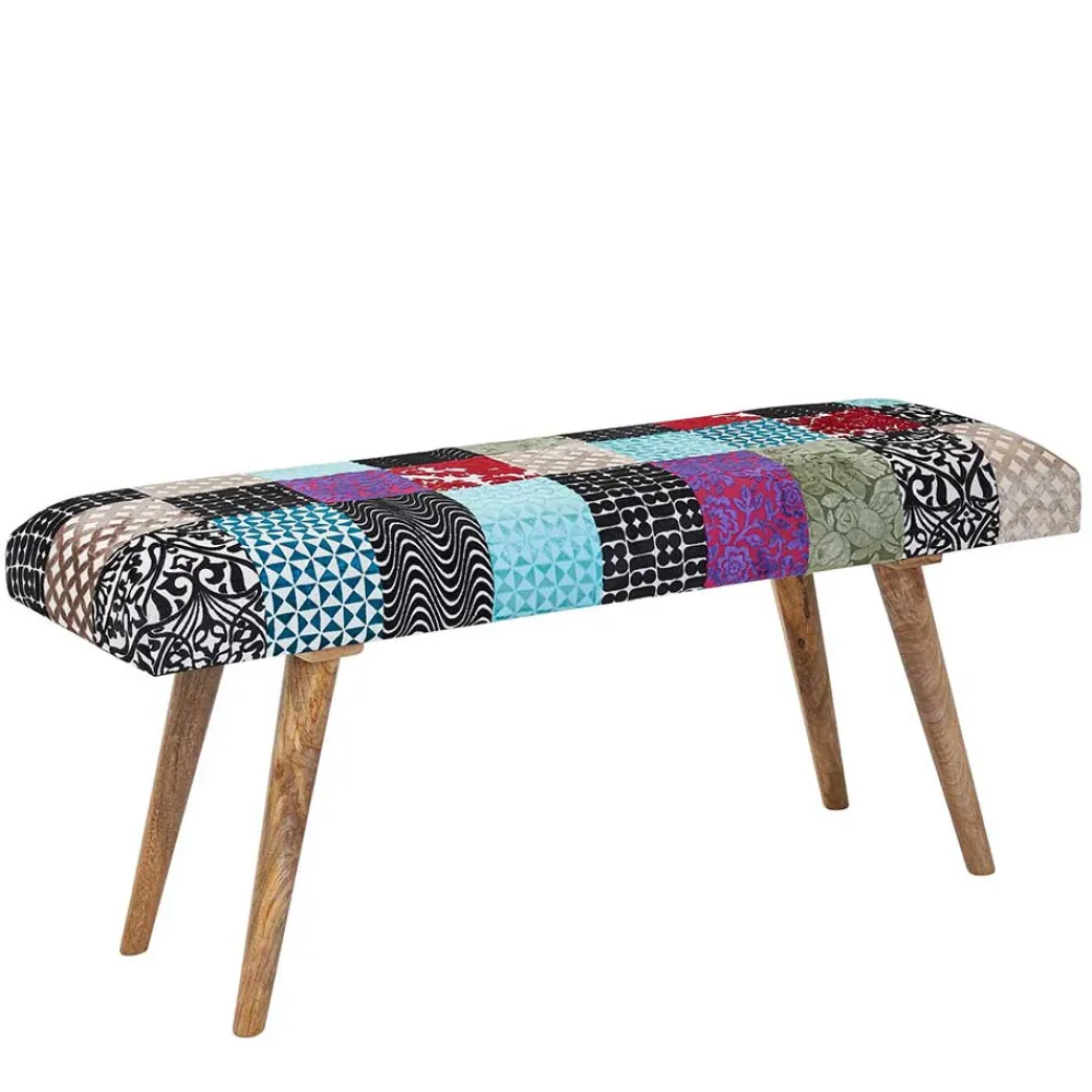 Wohnen Design Polsterbank mit Samt Patchwork Bezug - Clarisa