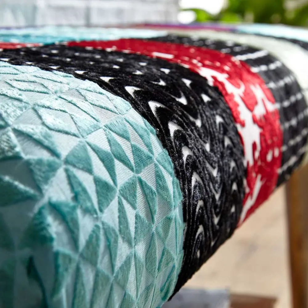 Wohnen Design Polsterbank mit Samt Patchwork Bezug - Clarisa