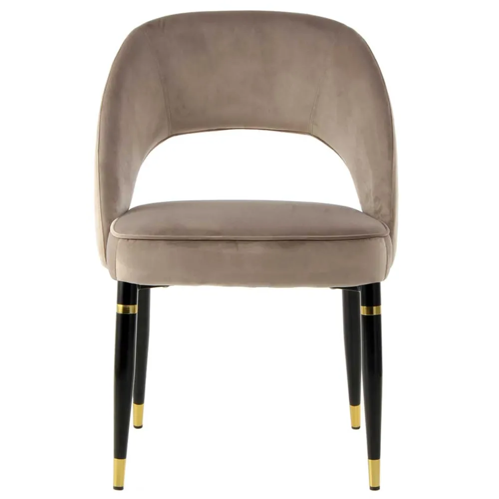 Wohnen Design Polsterstühle in Taupe Samt - Vannah (2er Set)