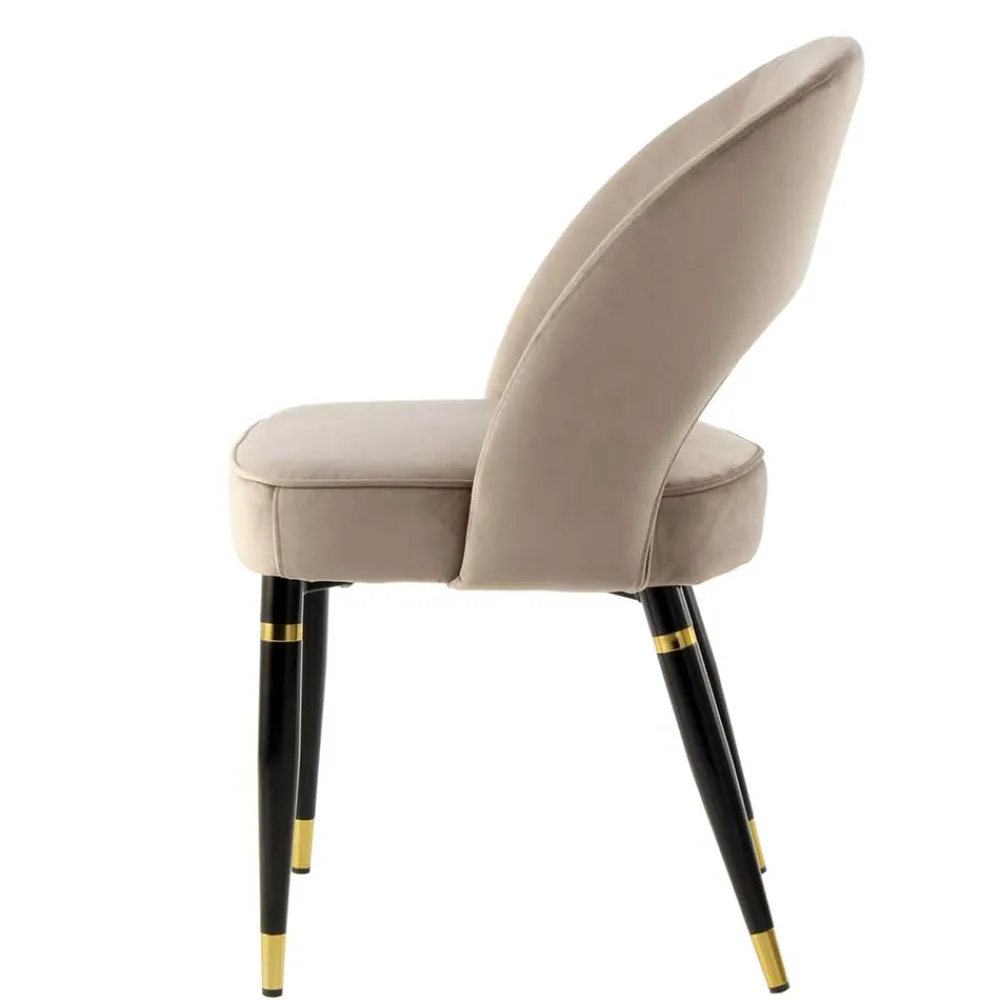 Wohnen Design Polsterstühle in Taupe Samt - Vannah (2er Set)