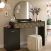 Wohnen Design Schminktisch in Schwarz und Gold - Madrilena