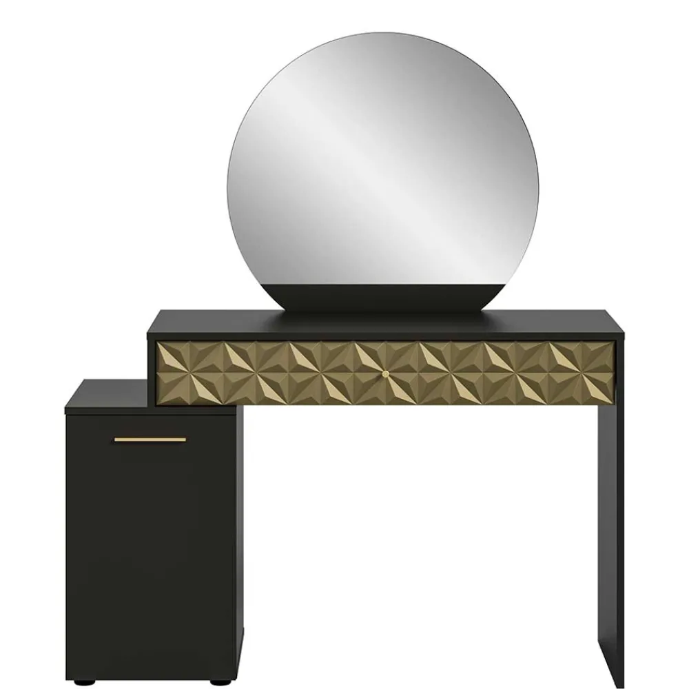 Wohnen Design Schminktisch in Schwarz und Gold - Madrilena