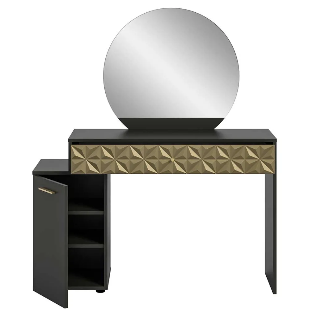 Wohnen Design Schminktisch in Schwarz und Gold - Madrilena