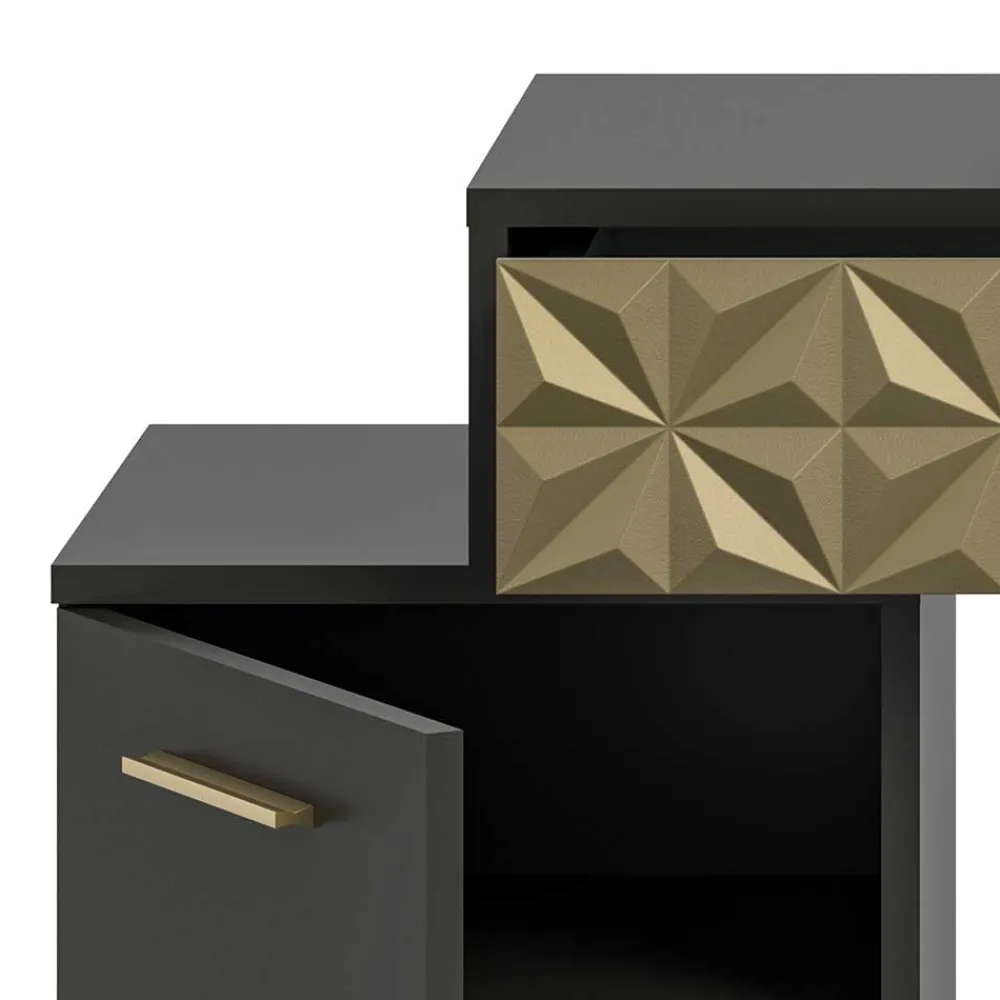 Wohnen Design Schminktisch in Schwarz und Gold - Madrilena