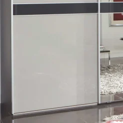 Wohnen Design Schrank mit Spiegel & Glas Front Hellgrau - Capolyna