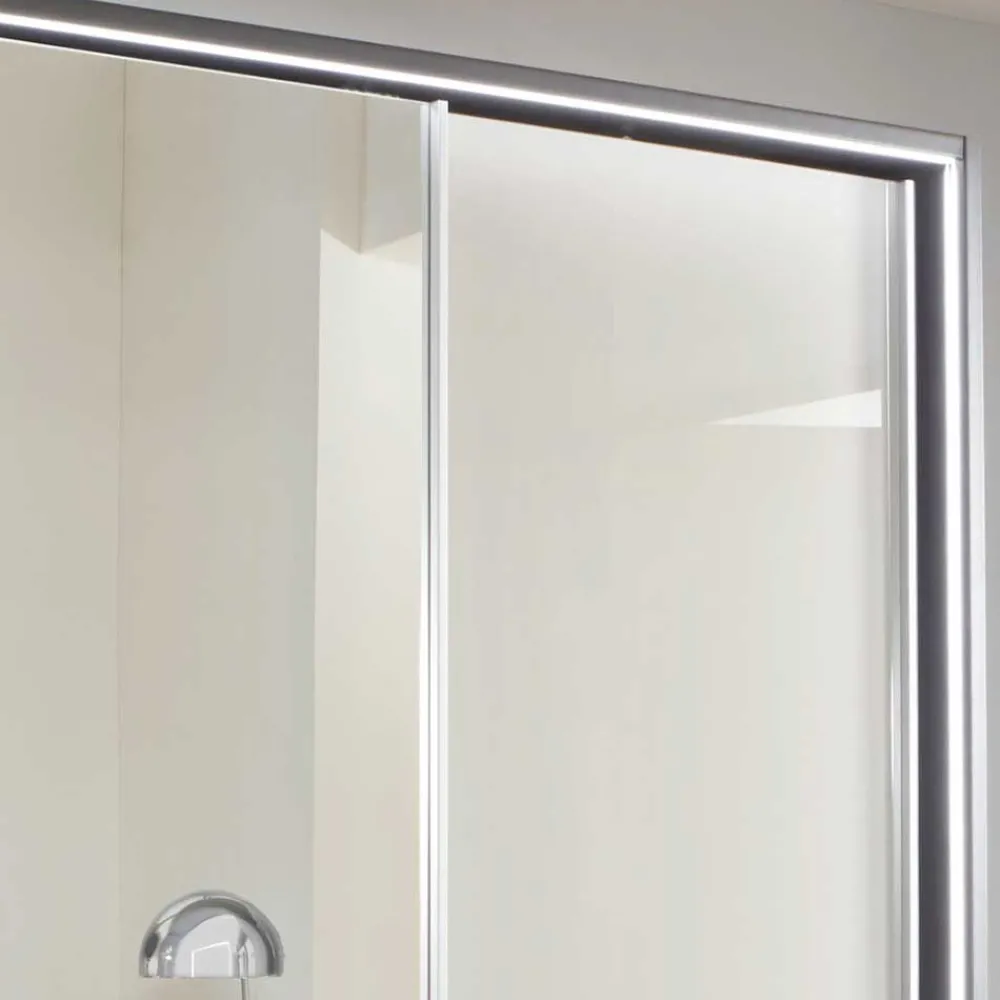 Wohnen Design Schrank mit Spiegel & Glas Front Hellgrau - Capolyna