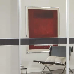 Wohnen Design Schrank mit Spiegel & Glas Front Hellgrau - Capolyna