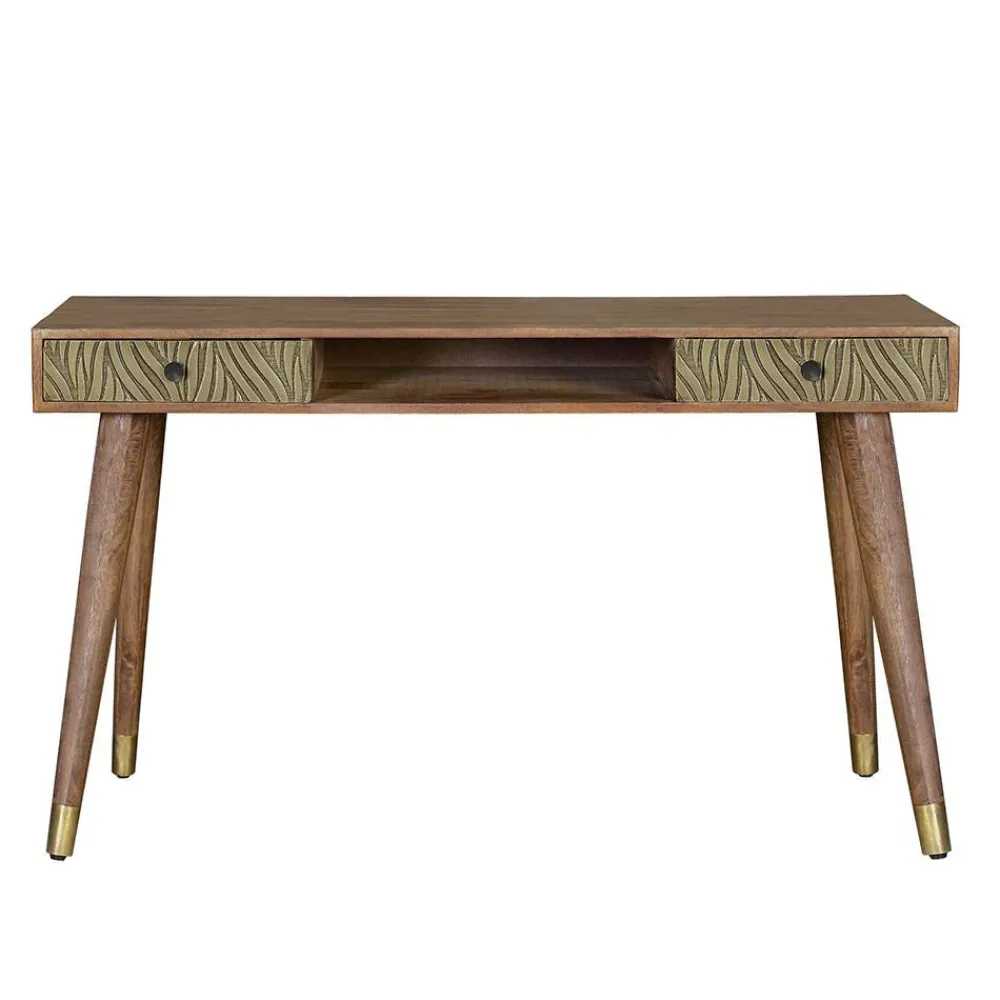 Wohnen Naturholzmöbel|Jugendzimmertische*Design Schreibtisch aus Mangoholz und Metall - Filurina