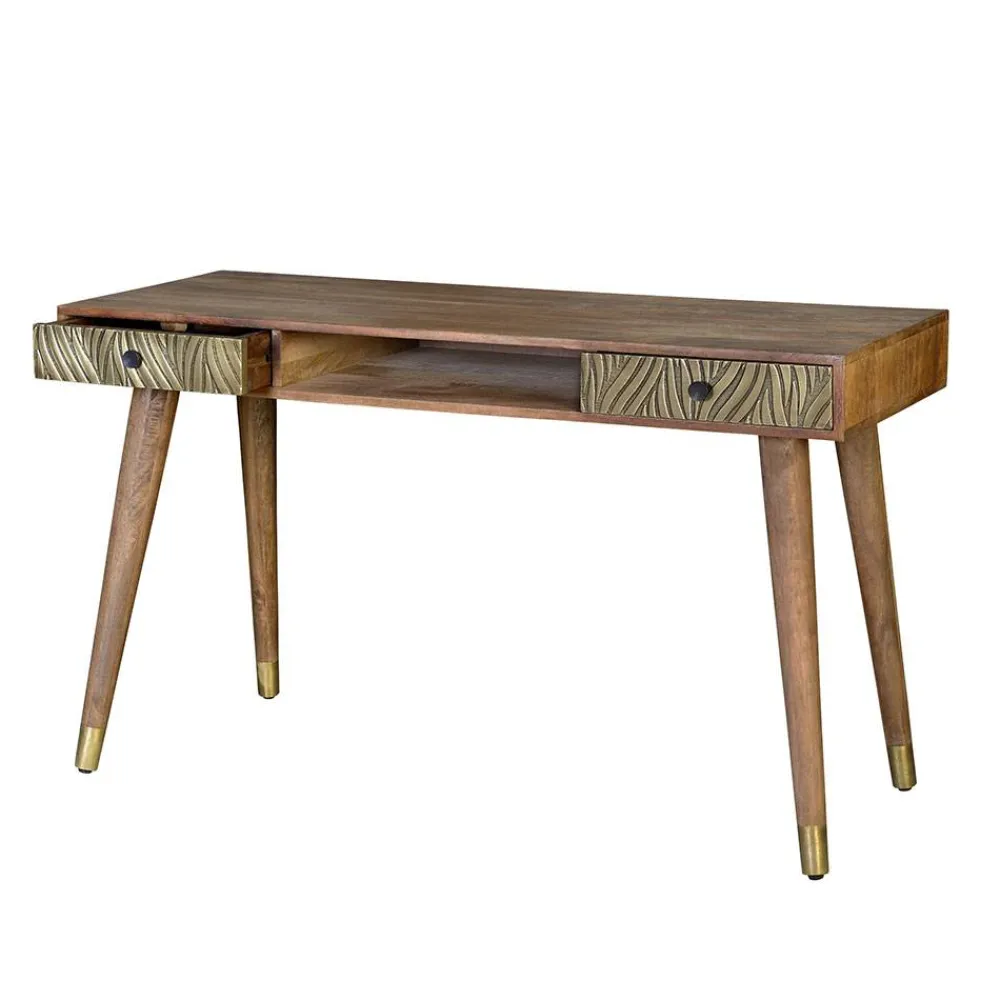 Wohnen Naturholzmöbel|Jugendzimmertische*Design Schreibtisch aus Mangoholz und Metall - Filurina