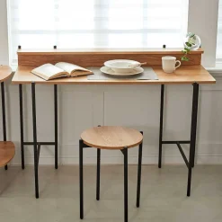 Wohnen Bürotische*Design Schreibtisch in Akazie Optik & Schwarz - Charme