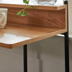 Wohnen Bürotische*Design Schreibtisch in Akazie Optik & Schwarz - Charme