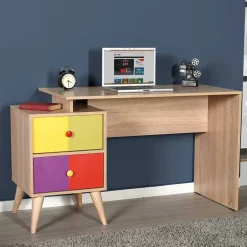 Kinder Wohnen Design Schreibtisch in Sonoma-Eiche & Bunt - Reddnas