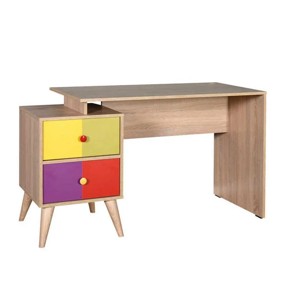 Kinder Wohnen Design Schreibtisch in Sonoma-Eiche & Bunt - Reddnas