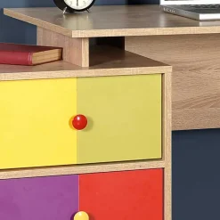 Kinder Wohnen Design Schreibtisch in Sonoma-Eiche & Bunt - Reddnas