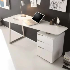 Kinder Wohnen Design Schreibtisch in Weiß 150x67 cm Velino mit 3 Schubladen