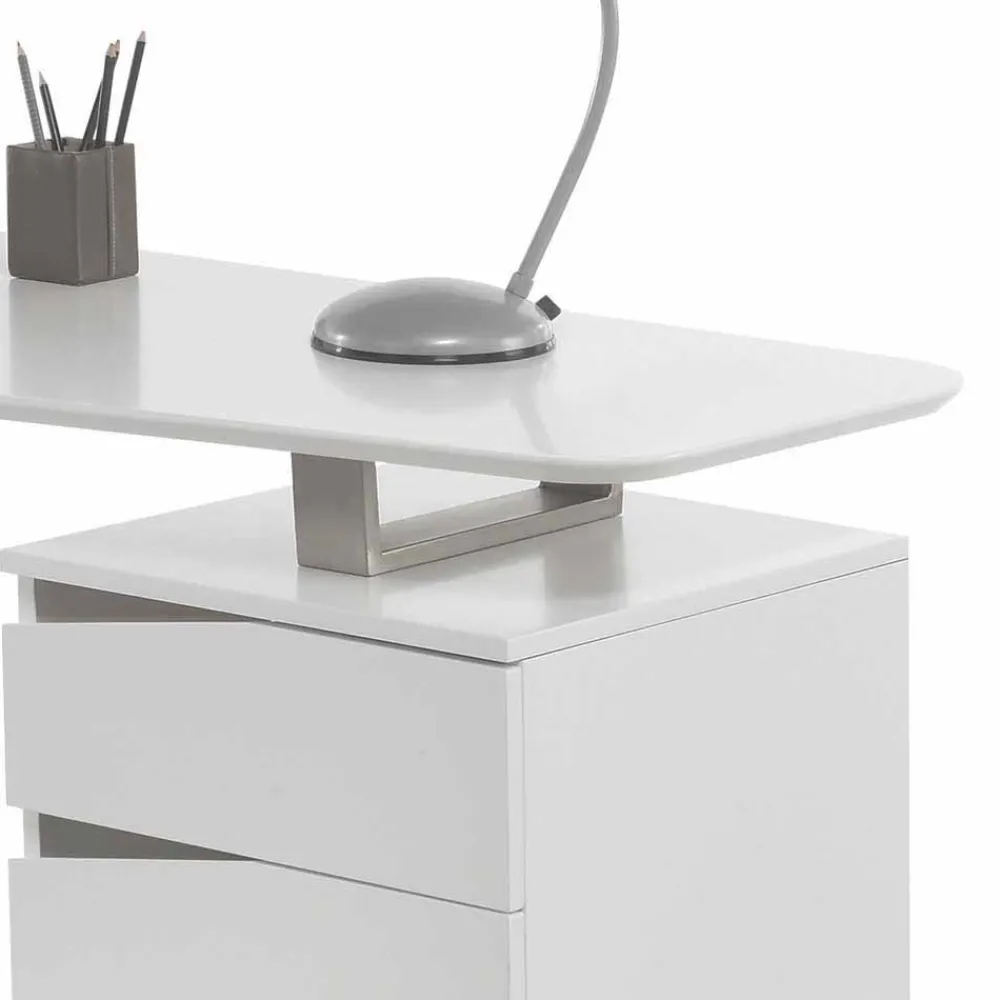 Kinder Wohnen Design Schreibtisch in Weiß 150x67 cm Velino mit 3 Schubladen