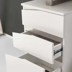 Kinder Wohnen Design Schreibtisch in Weiß 150x67 cm Velino mit 3 Schubladen