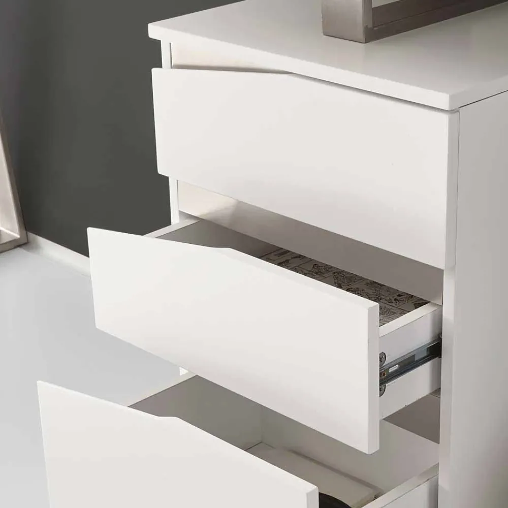 Kinder Wohnen Design Schreibtisch in Weiß 150x67 cm Velino mit 3 Schubladen