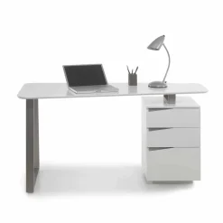 Kinder Wohnen Design Schreibtisch in Weiß 150x67 cm Velino mit 3 Schubladen