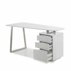 Kinder Wohnen Design Schreibtisch in Weiß 150x67 cm Velino mit 3 Schubladen