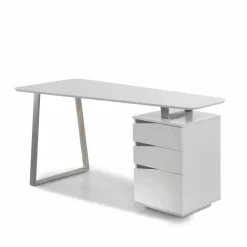 Kinder Wohnen Design Schreibtisch in Weiß 150x67 cm Velino mit 3 Schubladen