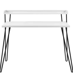 Wohnen Design Schreibtisch mit Aufsatz in Weiß - Prasido