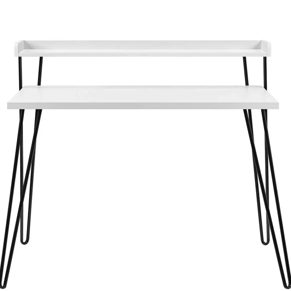 Wohnen Design Schreibtisch mit Aufsatz in Weiß - Prasido