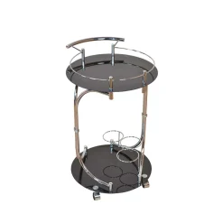 Wohnen Servierwagen|Teewagen*Design Servierwagen Basilico in Schwarz Chrom