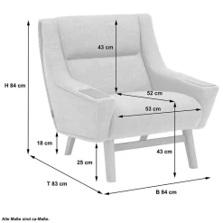 Wohnen Design Sessel in Hellgrau - Crutina