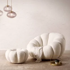 Wohnen Sessel|Designermöbel*Design Sessel mit Hocker Set - Zyrano (zweiteilig)