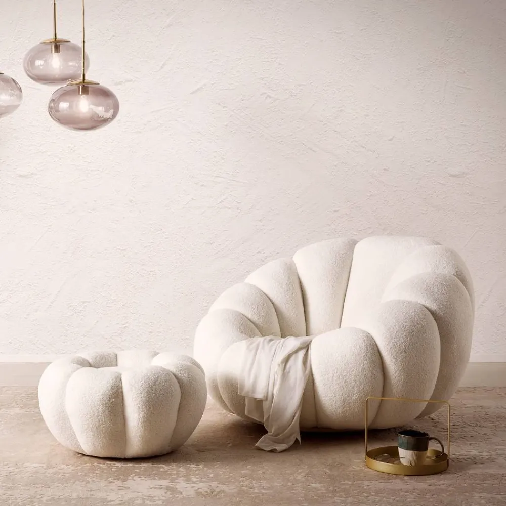 Wohnen Sessel|Designermöbel*Design Sessel mit Hocker Set - Zyrano (zweiteilig)