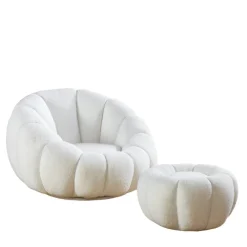 Wohnen Sessel|Designermöbel*Design Sessel mit Hocker Set - Zyrano (zweiteilig)