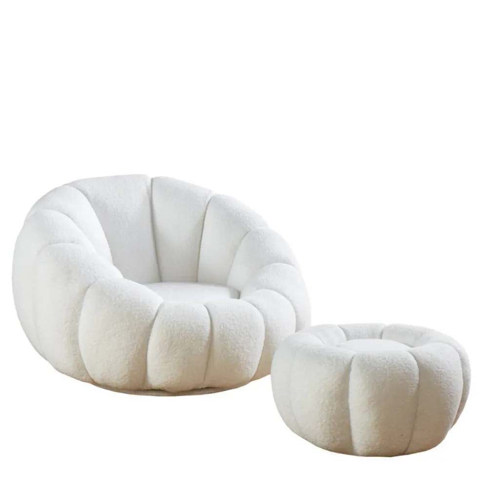 Wohnen Sessel|Designermöbel*Design Sessel mit Hocker Set - Zyrano (zweiteilig)