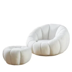 Wohnen Sessel|Designermöbel*Design Sessel mit Hocker Set - Zyrano (zweiteilig)