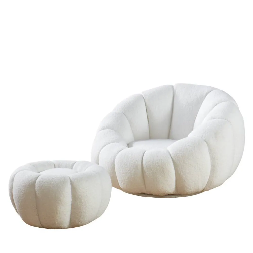 Wohnen Sessel|Designermöbel*Design Sessel mit Hocker Set - Zyrano (zweiteilig)